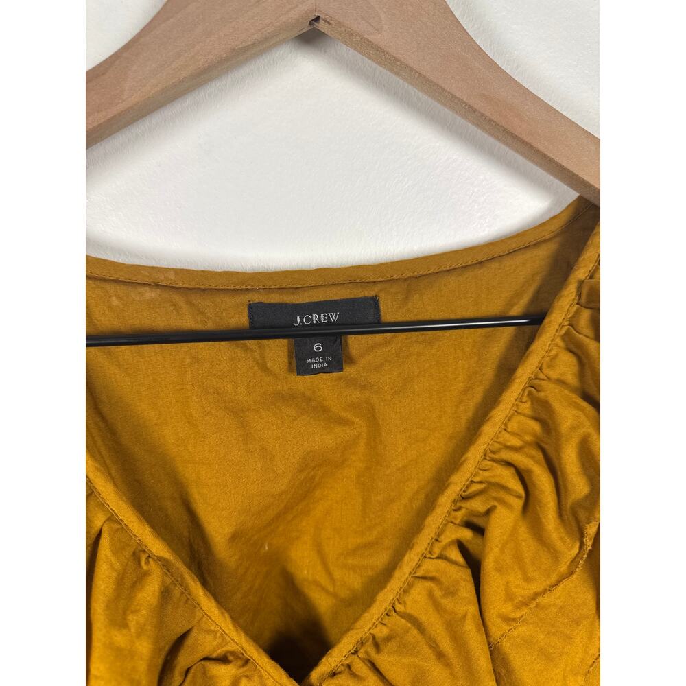 J.Crew Ruffle-Front Cotton Maxi Dress in Mustard, Size 6 - Picture 3 of 8
